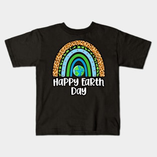 Happy Earth Day Awareness Rainbow Earth Day 2024 Kids T-Shirt